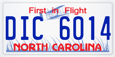 NC license plate DIC6014
