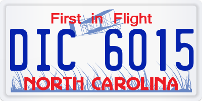 NC license plate DIC6015