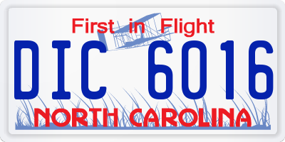 NC license plate DIC6016