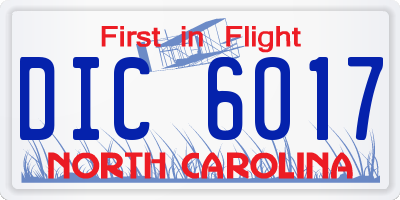 NC license plate DIC6017