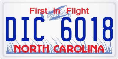 NC license plate DIC6018