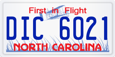 NC license plate DIC6021