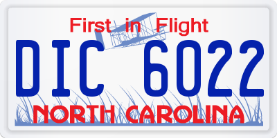 NC license plate DIC6022