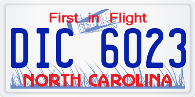 NC license plate DIC6023