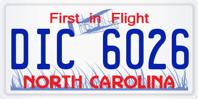 NC license plate DIC6026