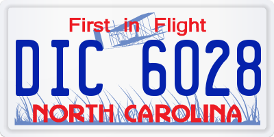 NC license plate DIC6028