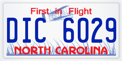 NC license plate DIC6029
