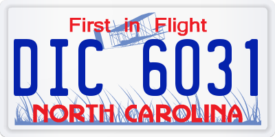 NC license plate DIC6031