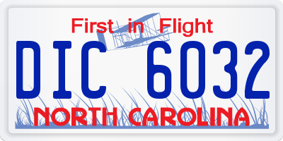 NC license plate DIC6032