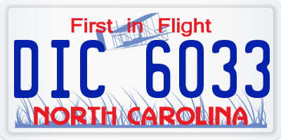 NC license plate DIC6033