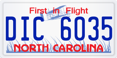 NC license plate DIC6035