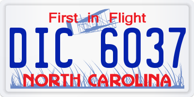NC license plate DIC6037