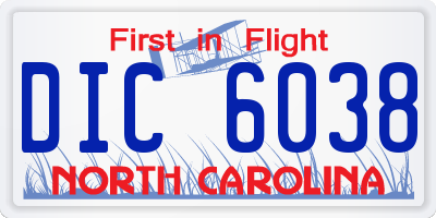 NC license plate DIC6038
