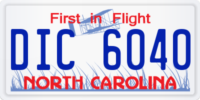 NC license plate DIC6040