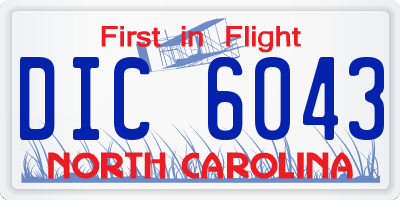 NC license plate DIC6043
