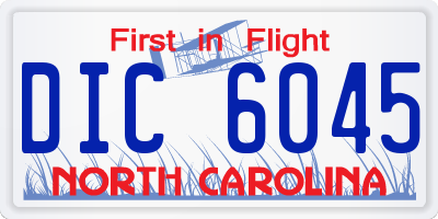 NC license plate DIC6045