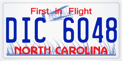 NC license plate DIC6048