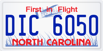 NC license plate DIC6050