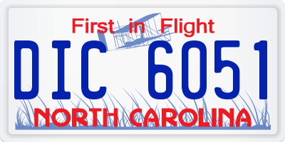 NC license plate DIC6051