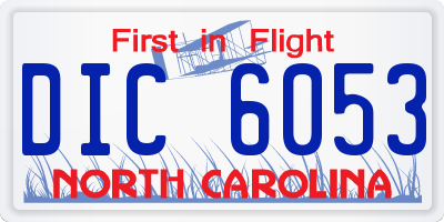 NC license plate DIC6053