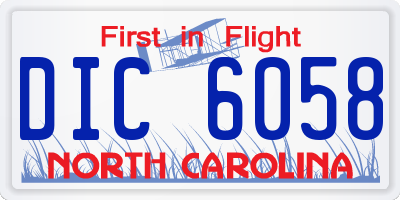 NC license plate DIC6058