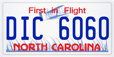 NC license plate DIC6060