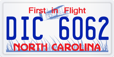 NC license plate DIC6062