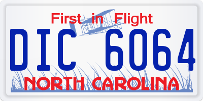 NC license plate DIC6064