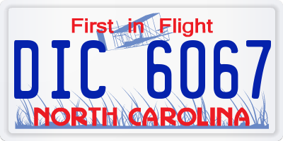 NC license plate DIC6067