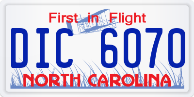 NC license plate DIC6070