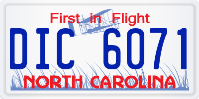 NC license plate DIC6071