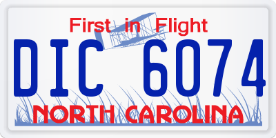 NC license plate DIC6074