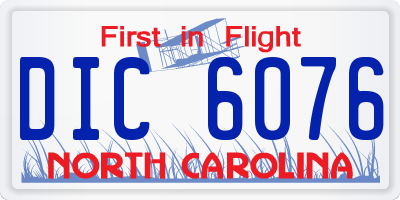 NC license plate DIC6076