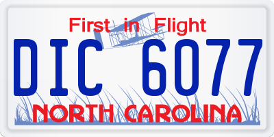 NC license plate DIC6077