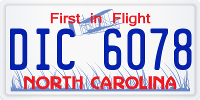 NC license plate DIC6078
