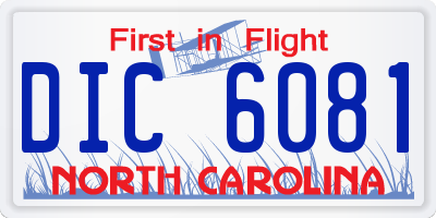 NC license plate DIC6081