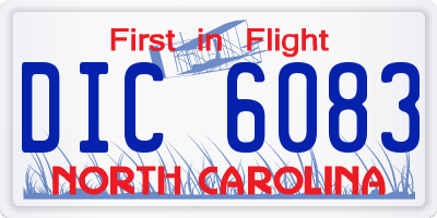 NC license plate DIC6083