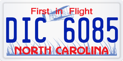NC license plate DIC6085