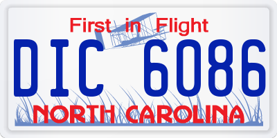 NC license plate DIC6086