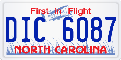 NC license plate DIC6087