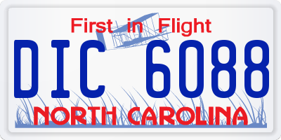 NC license plate DIC6088