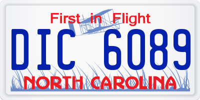 NC license plate DIC6089