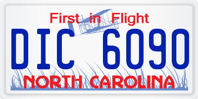 NC license plate DIC6090
