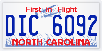 NC license plate DIC6092