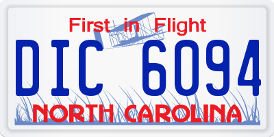 NC license plate DIC6094