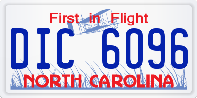 NC license plate DIC6096