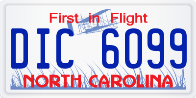 NC license plate DIC6099