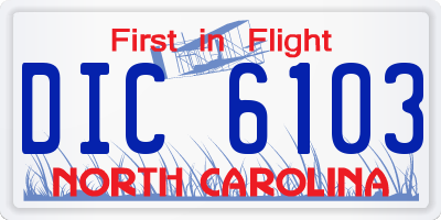 NC license plate DIC6103