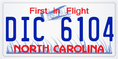 NC license plate DIC6104