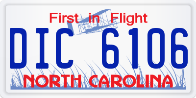 NC license plate DIC6106